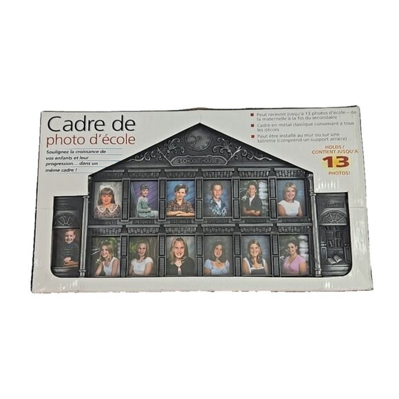 School Years Picture Frame Metal Schoolhouse Design Tabletop or Wall Hanging - Picture 1 of 4